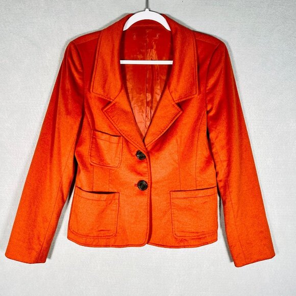 Loro Piana Blazer Womens 4 Orange Wool Angora Single Breasted Jacket - Picture 1 of 11